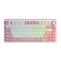 KEYBOARD (คีย์บอร์ด) AULA F75  (PINK/WHITE) 3IN1 WIRELESS [STRAWBERRY SWITCH] (EN/TH) (2Y)
