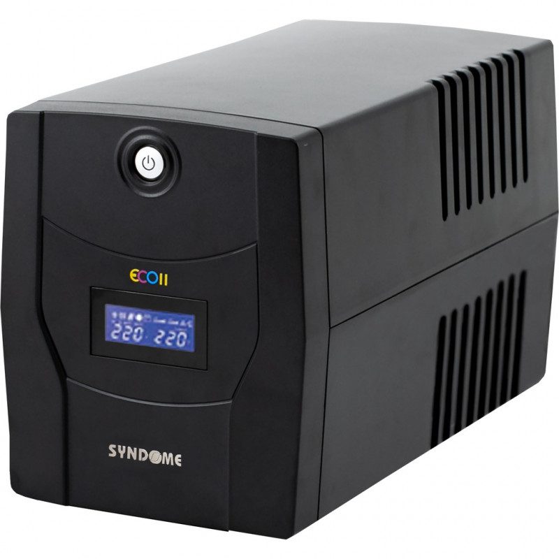 UPS (อุปกรณ์สำรองไฟ) SYNDOME ECO II-1200-LCD (1200VA/720WATT) BLACK (2Y)