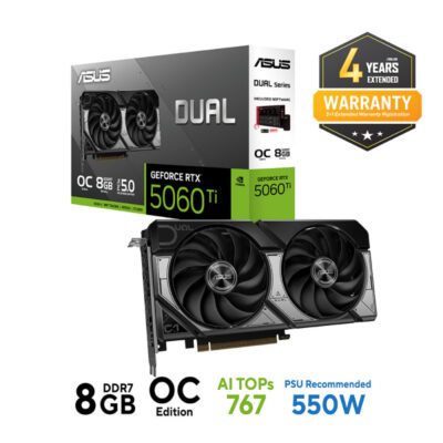 VGA(การ์ดจอ) ASUS DUAL GEFORCE RTX 5060 TI OC EDITION  - 8GB GDDR7 (DUAL-RTX5060TI-O8G) (3Y)