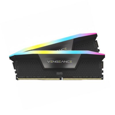 RAM (แรม) CORSAIR VENGEANCE RGB 32GB (16x2) DDR5 6400MHz BLACK (CMH32GX5M2B6400C36) (LT)