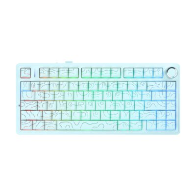 KEYBOARD (คีย์บอร์ด) AULA F75 3IN1 WIRELESS SIDE PRINT CONTOUR (WHITE) [SKY BLUE SWITCH] (EN) (2Y)