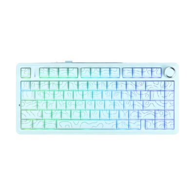 KEYBOARD (คีย์บอร์ด) AULA F75 3IN1 WIRELESS SIDE PRINT CONTOUR (WHITE) [SKY BLUE SWITCH] (EN) (2Y) - Image 2