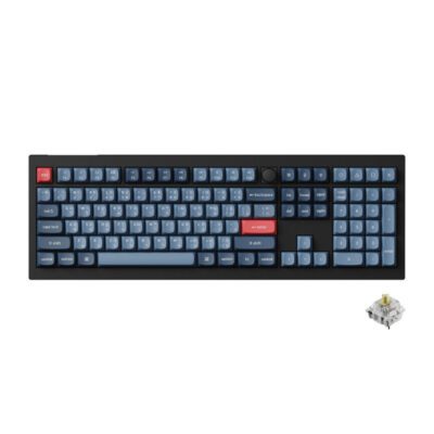 KEYBOARD (คีย์บอร์ด) KEYCHRON V6 MAX QMK WIRELESS (GATERON JUPITER BANANA SILENT SWITCH) (CARBON BLACK) (EN/TH) (2Y)