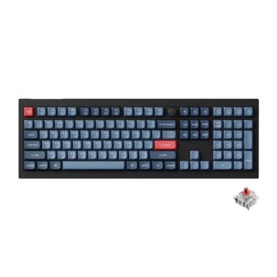 KEYBOARD (คีย์บอร์ด) KEYCHRON V6 MAX QMK WIRELESS (GATERON JUPITER RED SILENT SWITCH) (CARBON BLACK) (EN/TH) (2Y)