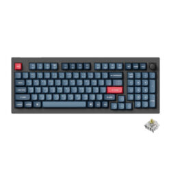 KEYBOARD (คีย์บอร์ด) KEYCHRON V5 MAX QMK WIRELESS (GATERON JUPITER BANANA SILENT SWITCH) (CARBON BLACK) (EN/TH) (2Y)