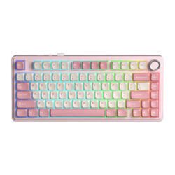 KEYBOARD (คีย์บอร์ด) AULA F75  (PINK/WHITE) 3IN1 WIRELESS [STRAWBERRY SWITCH] (EN/TH) (2Y)