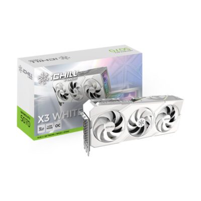 VGA(การ์ดจอ) INNO3D GEFORCE RTX 5070 ICHILL X3 WHITE - 12GB GDDR7 (C50703-12D7X-195065W) (3Y)