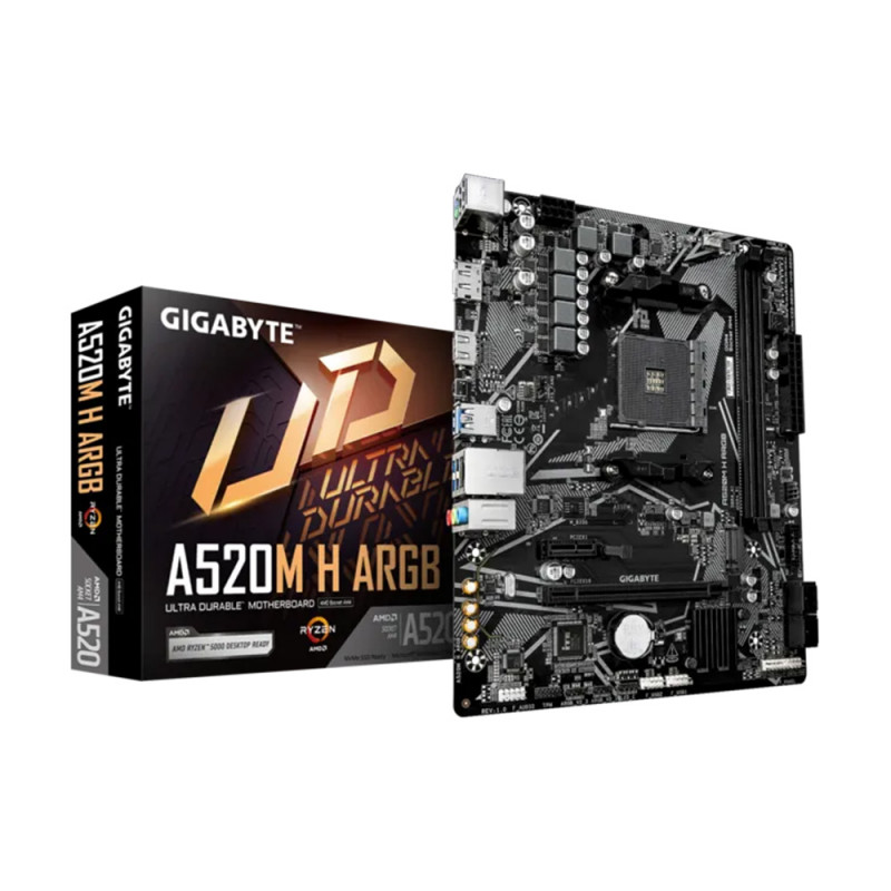 MAINBOARD (เมนบอร์ด)(AM4) GIGABYTE A520M H ARGB (REV.1.0) (3Y)